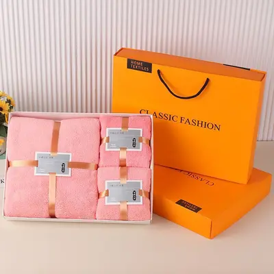 Korallenfleece-Handtuch 3-teiliges Geschenkset - 7