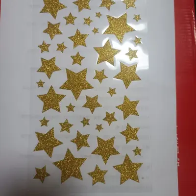 Gold Glitter Powder Five-Pointed Star Phone Stickers for Children, Waterproof - 7