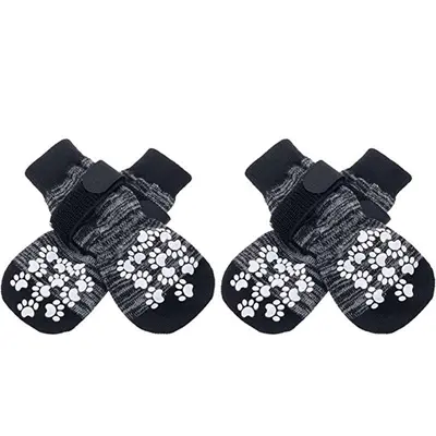4-Pack Non-Slip Dog Socks for Small to Large Dogs - 12