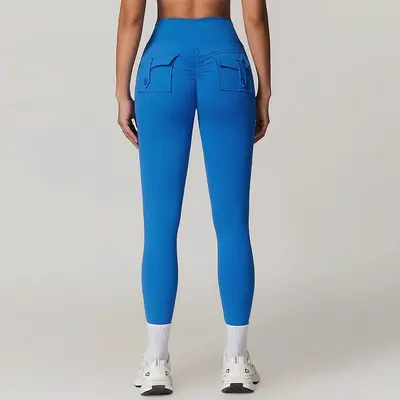 Cepli şeftali yoga pantolonu, yüksek bel kaldırıcı, hızlı kuruyan