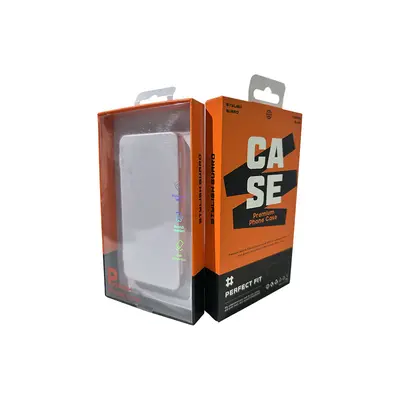 PVC phone case packaging box, clear, iPhone compatible, with hook