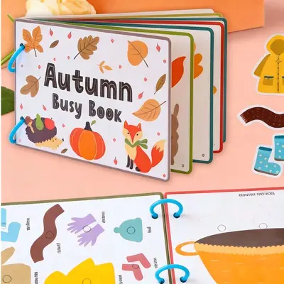 Dört Mevsim Sessiz Kitap, Bebek Eğitici Oyuncak, DIY Çıkartmalı - 9