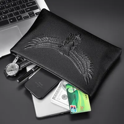Men's Genuine Leather Clutch, Soft Leather, Large Capacity - 5