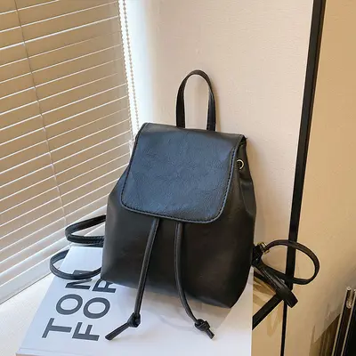 Women's Retro Brown Drawstring Backpack Handbag - 4
