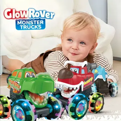 Press-and-Go Light-Up Monster Truck Toy with Inertia Wheels