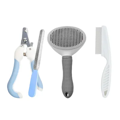 3-Piece Dog Nail Clipper and Grooming Comb Set with Flea Comb - 12