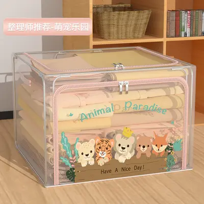 Clothing storage box for kids, transparent foldable, organizer - 10