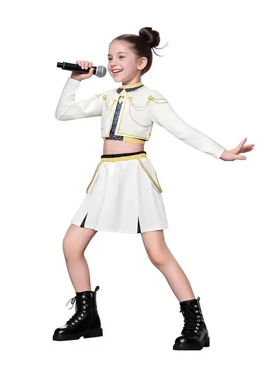 K-POP Avcı Kız Grubu cos kostümü, anime siyah altın sahne kıyafeti