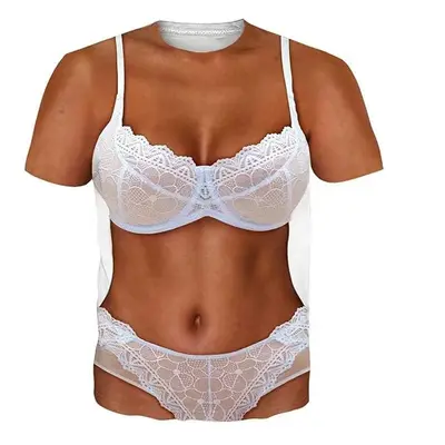 Custom Printed Unisex T-Shirt with Bikini Strap Pattern - 10