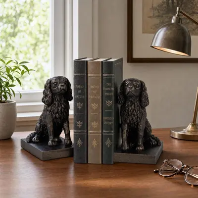 Cute Puppy Resin Statue Bookend Ornament