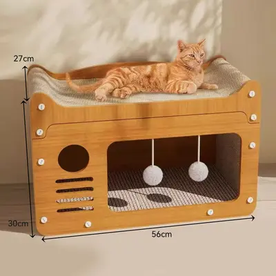 All-Season Cat Scratch Board with Cat Bed and Climbing Frame, Non-Shedding - 7