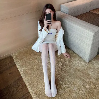 Siyah jakarlı file külotlu çorap, yaz modeli, tek beden - 7