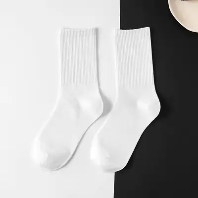 Zhuji Socks Factory Direct Sales Black White Gray Solid Color Versatile Disposable Men's Women's Four-Season Short Mid-Calf Long Tube Socks Wholesale