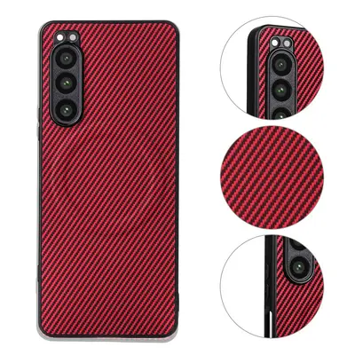 Sony Xperia 5 kılıfı, karbon fiber desen, manyetik