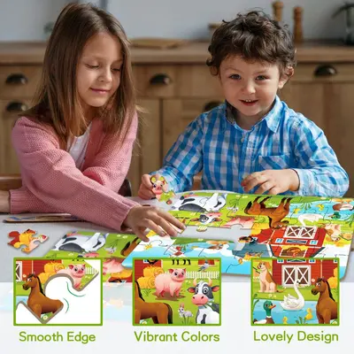 Paper Puzzles for Children Aged 3-6, Animals and Dinosaurs, Educational