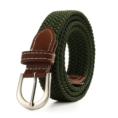 Solid Color Women's Canvas Belt, Thin Elastic Stretch Waistband - 8