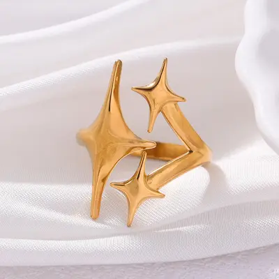 Stainless steel ring, 18K gold plated, minimalist design