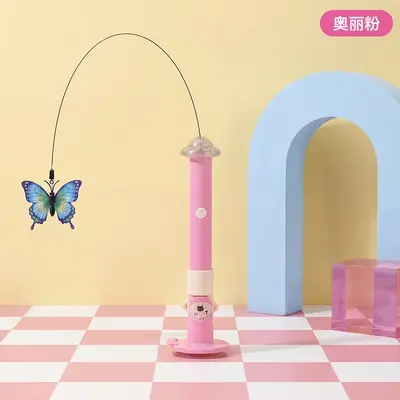 Butterfly Automatic Cat Teaser Wand with Light and Feathers - 12