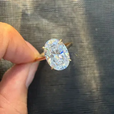 S925 Sterling Silver Ring with 2-8 Carat Oval Moissanite - 10