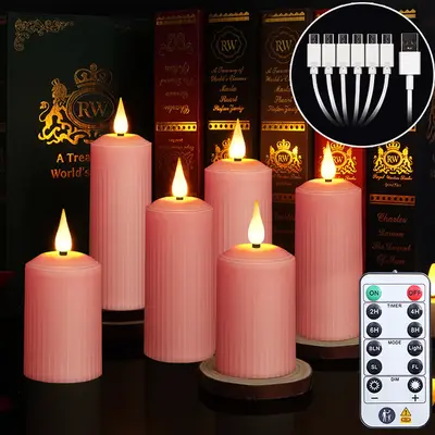 USB-aufladbare wasserdichte LED-Säulenkerze mit Fernbedienung