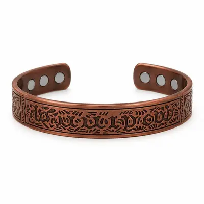 Antique copper bracelet, open design, magnetic adjustable - 12
