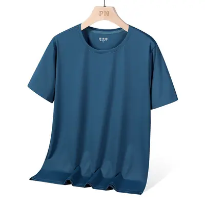 Herren-Laufshirt aus Eisseide, kurzarm, locker, elastisch, schnelltrocknend, Plus Size - 11