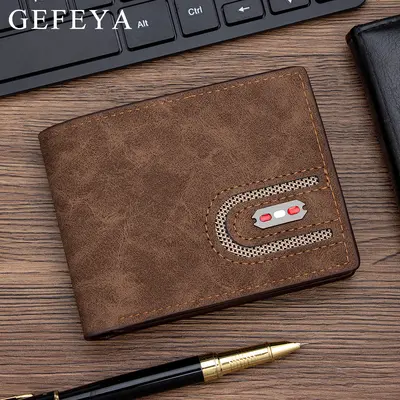Men's Short Wallet with Multiple Card Slots, Zipper and Banknote Compartment - 2