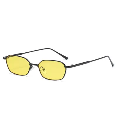 Small-Frame Polygon Metal Sunglasses, Unisex, Ocean Lens - 8