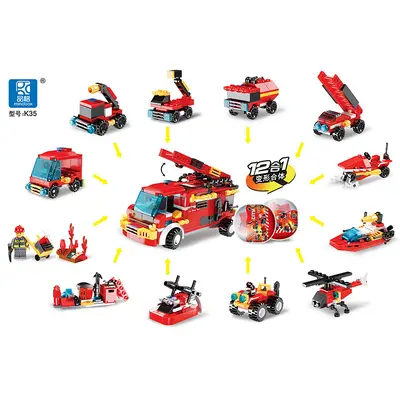 Gashapon Building Block Fire Station Figure Set, Lego Compatible - 3