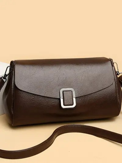 Women's Small Square Bag, Soft Textured, Beige, Underarm Style - 4