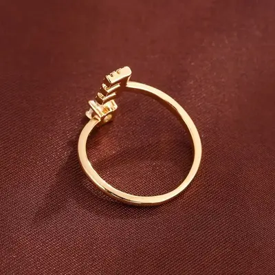 26 Letter Micro Zircon Women's Ring, 14K Plated