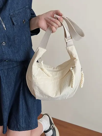 2026 Nylon Pleated Tote Crossbody Bag, Large Capacity Dumpling Bag - 6