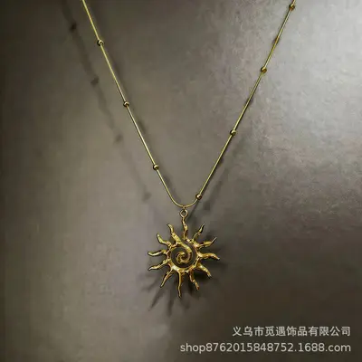 Bohemian Retro Sunflower Necklace for Women, Collarbone Chain
