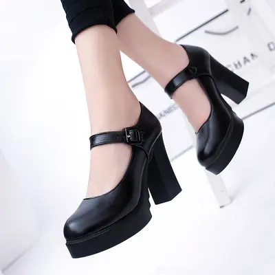 Women's Waterproof Chunky Heel Platform Work Shoes - 5