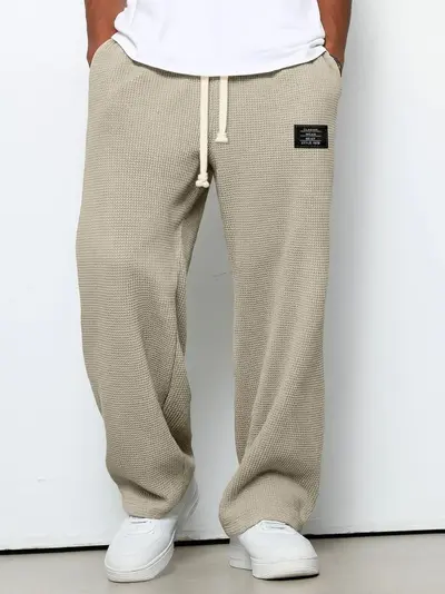 Herren-Waffelhose, gerade geschnittene Jogginghose, locker, Frühling/Herbst - 7
