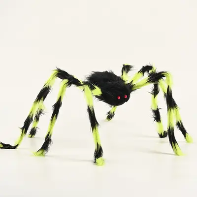 Halloween-Dekoset mit extra großem Spinnennetz und Plüschspinne - 8