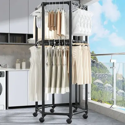 Drehbarer Balkon-Wäscheständer, verschiebbar, sechseckig