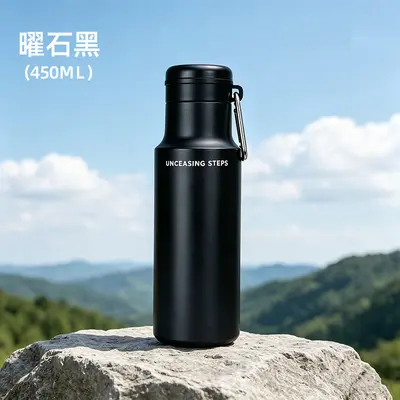 Erkek Spor Termos Bardak 316L Paslanmaz Çelik, Taşıma Askılı, Outdoor Su Şişesi - 6