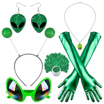 Halloween Alien Antenna Headband, Glasses and Gloves Cosplay Party Set