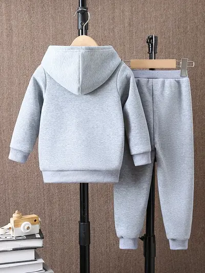 Jungen Sweatshirt-Set, Panda-Aufdruck, gefüttert