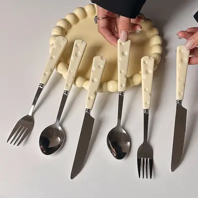 Cutlery Set Thin Design Cheese Spoon Fork Cute High-end Appearance Stainless Steel Knife Fork Spoon Household Premium Western Tableware