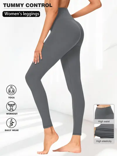 Amazon Foreign Trade European Size High Waist Yoga Pants Women European and American High Stretch Tummy Control Yoga Sports Tight Leggings Outer Wear - 10