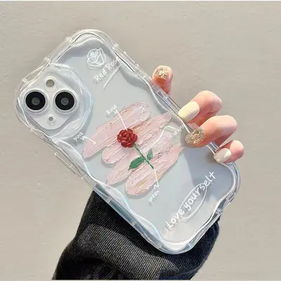 iPhone 17 Pro şeffaf telefon kılıfı, Apple 16 Pro Max, sınır ötesi 15 kız, 14/13 uyumlu pigmentli gül desenli. - 3