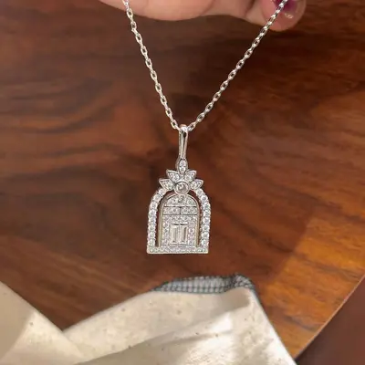 Vollständig kristallbesetzte Schloss-Halskette, Glückspforte, Schlüsselbein-Kette - 7