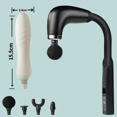 Massage Gun with Angled Head, Silicone Attachment for Neck and Lower Back - 9