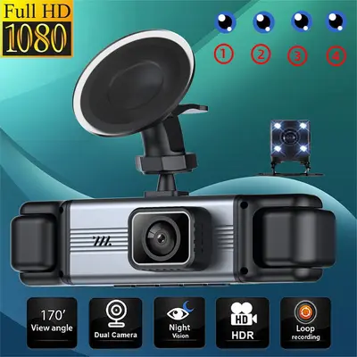 4-Lens 360-Degree WiFi Dash Cam Infrared Night Vision Full HD 1080P Reverse Camera Car DVR