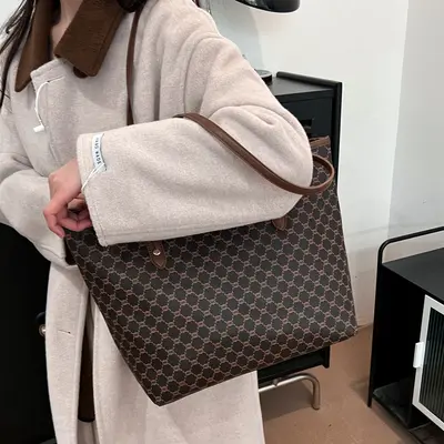 Damen-Tote-Bag mit großem Fassungsvermögen, schlichte Pendler-Schultertasche