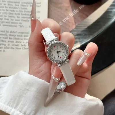 Qicaishi Moda Kadın Kol Saati Kadın Model Hasır Kordonlu Yuvarlak Günlük Su Geçirmez Yüksek Estetik Öğrenci Niş Sessiz Retro - 12