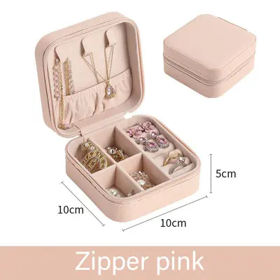 PU Earring Storage Box Necklace Jewelry Organizer Ring Earring Small Jewelry Box Portable Jewelry Storage Case - 10