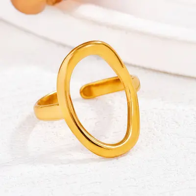 Stainless steel ring, 18K gold plated, minimalist design - 13